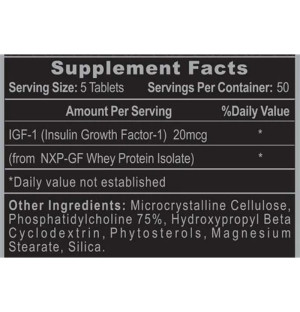 Product composition Hi-Tech Pharma Pro IGF-1 250 tabs.