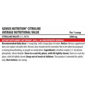 Skład produktu Genius Nutrition Citruline 200g