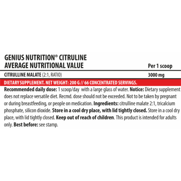 Skład produktu Genius Nutrition Citruline 200g