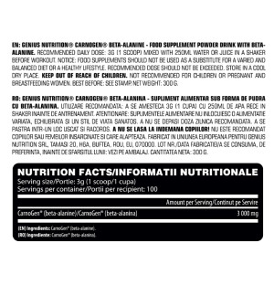 Zusammensetzung Genius Nutrition Beta-Alanine CarnoGEN 300g