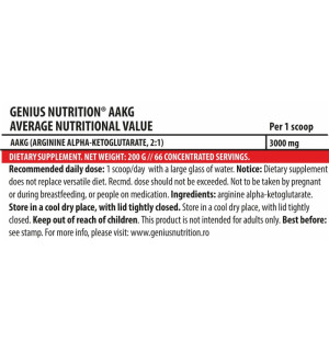 Skład produktu Genius Nutrition AAKG 200g