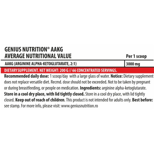 Skład produktu Genius Nutrition AAKG 200g