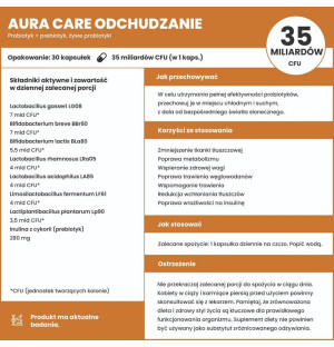 Skład produktu Aura Care Probiotyk + Prebiotyk Odchudzanie 30 kaps.