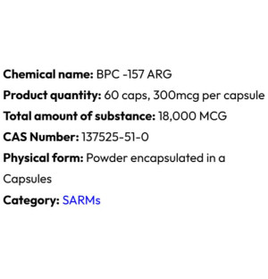 Detailed information Powerock Pharma BPC-157 ARG 300mcg 60 caps. 18 000mcg ★