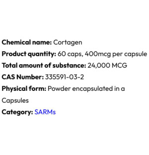 Detailed information Powerock Pharma Cortagen 400mcg 60 caps. 24 000mcg ★