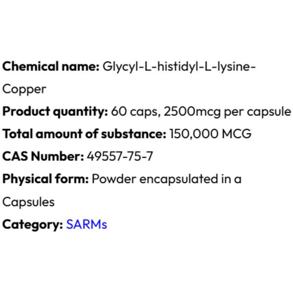 Detailed information Powerock Pharma GHK-CU 2500mcg 60 caps. 150 000mcg ★