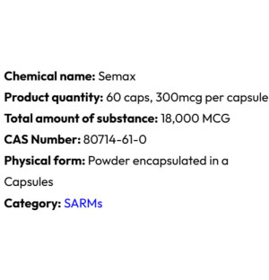 Detailed information Powerock Pharma Semax 300mcg 60 caps. 18 000mcg ★