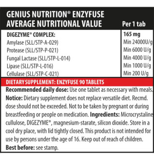 Skład produktu Genius Nutrition Enzyfuse 90 tabl.