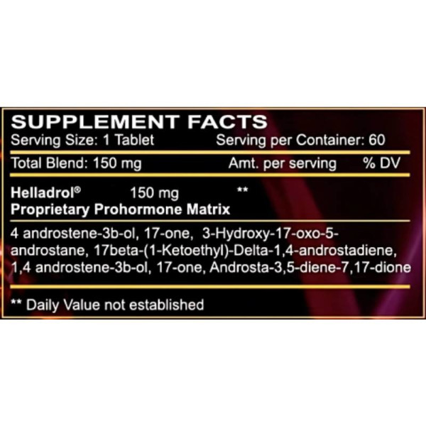 Product composition Innovative Labs Helladrol 60 tabs.