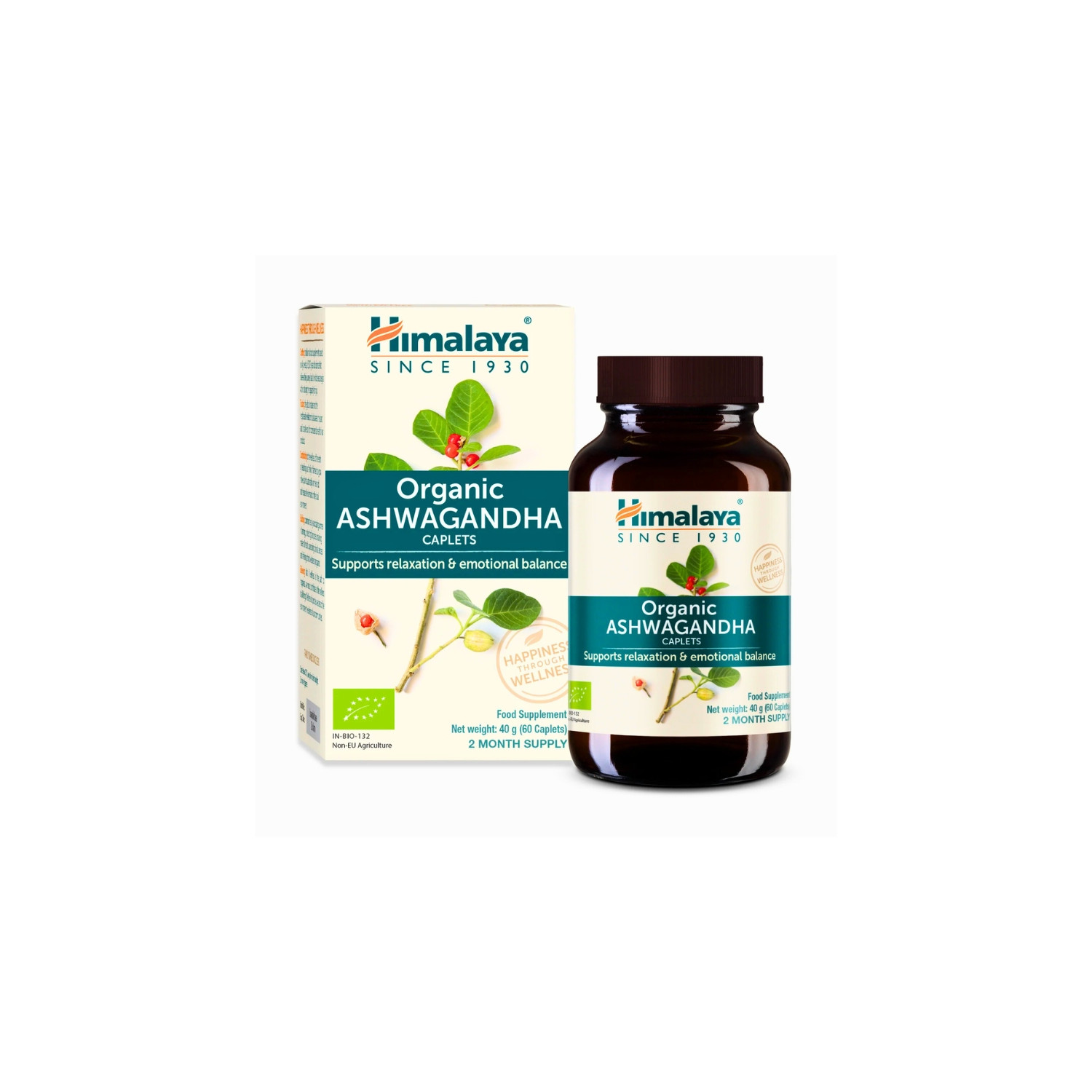 Himalaya Organic Ashwagandha - Redukcja Stresu 60 kaps.