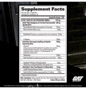 Product composition GAT Sport Jetfuel Black 90 caps.