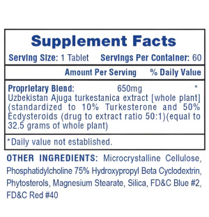 Product composition Hi-Tech Pharma Turkesterone 650 60 tabs.