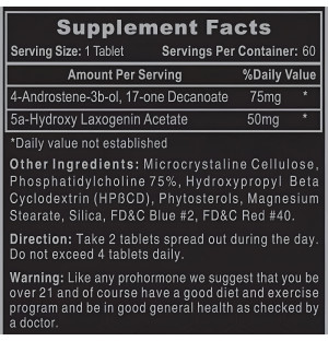 Product composition Hi-Tech Pharma Androdiol 60 tabs.