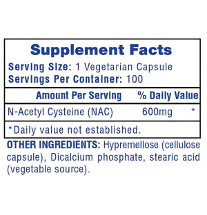 Product composition Hi-Tech Pharma NAC | N-Acetyl Cysteine 100 caps.