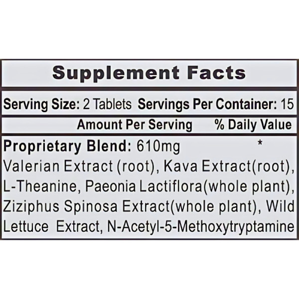 Product composition Hi-Tech Pharma Sleep RX 30 tabs.