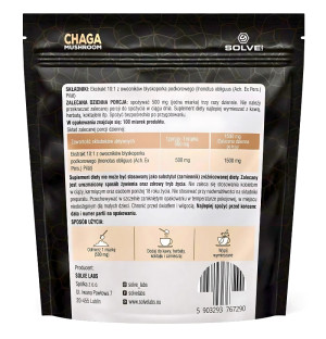 Skład produktu Solve Labs Chaga 10:1 Powder Błyskoporek Podkorowy 30g