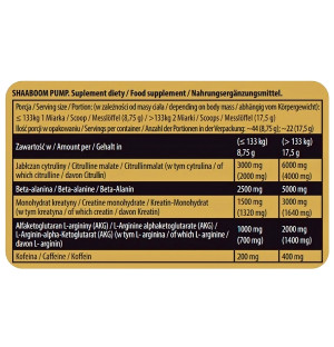 Product composition Kevin Levrone Shaaboom Pump 385g