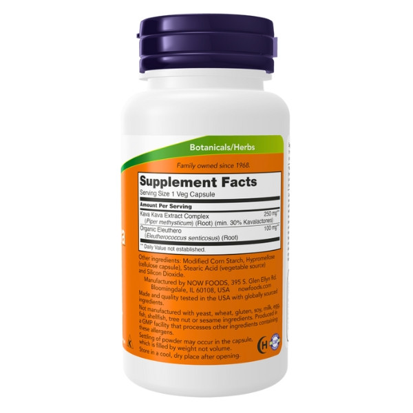 Skład produktu NOW Foods Kava Kava Extract 250mg 60 kaps. Vege