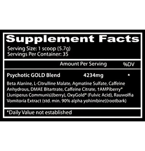 Zusammensetzung Insane Labz Psychotic Gold 203g