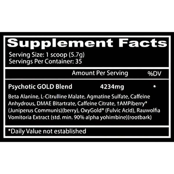 Zusammensetzung Insane Labz Psychotic Gold 203g