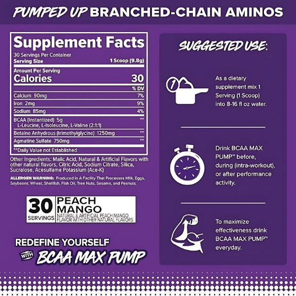 Zusammensetzung Finaflex Redefine BCAA Max Pump 295g Pfirsich Mango