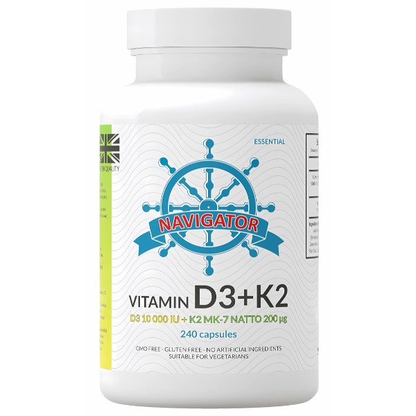 Navigator Vitamin D3 10,000 IU K2 MK-7 200mcg 240 kaps. Vege