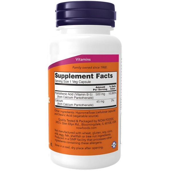 Zusammensetzung NOW Foods Pantothensäure 500mg 100 kaps. Vege