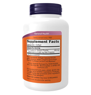 Product composition NOW Foods Propolis 2000 5:1 Extract 90 caps. Softgels