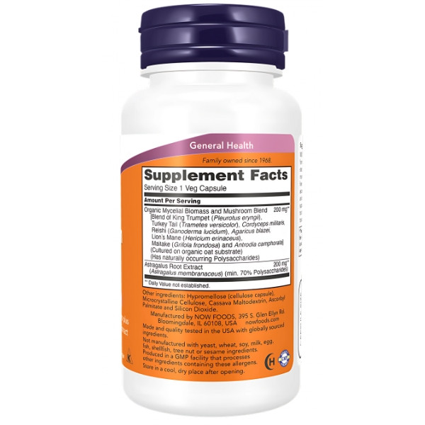 Zusammensetzung NOW FoodsMushroom Immune Renew 90 kaps. Vege