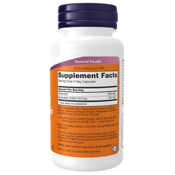 Zusammensetzung NOW Foods Quercetin with Bromelain 120 kaps. Vege