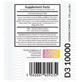 Skład produktu Navigator Cztery Pory Roku Witamina D3 10,000 IU 240 kaps. Softgels