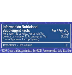 Skład produktu Zoomad Labs One Raw Beta Alanine 400g wild berries