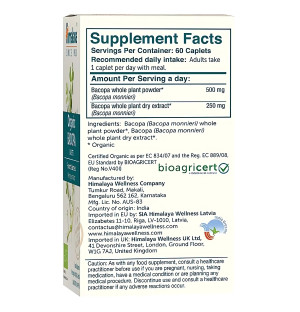 Zusammensetzung Himalaya Organic Bacopa - Gedächtnis und Konzentration 60 kaps.
