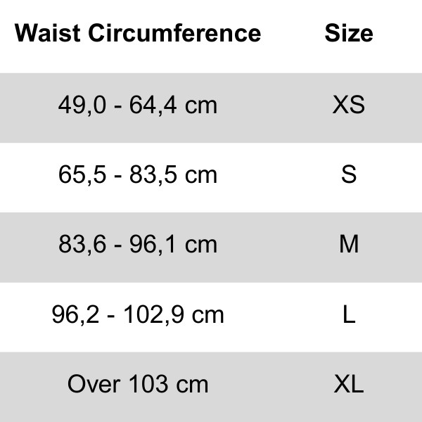 Size chart Cilmaxq Gamechanger Lifting Belt Gray