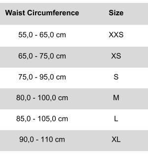 Size chart GASP Lifting Belt