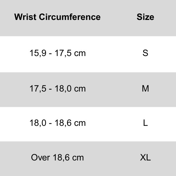 size chart Climaqx Ultra Grips