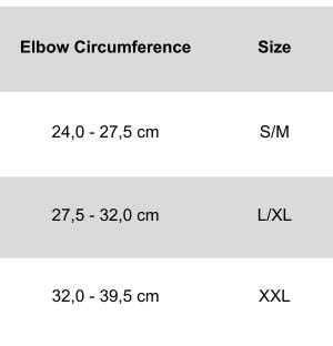 Size chart Climaqx Arm Sleeves