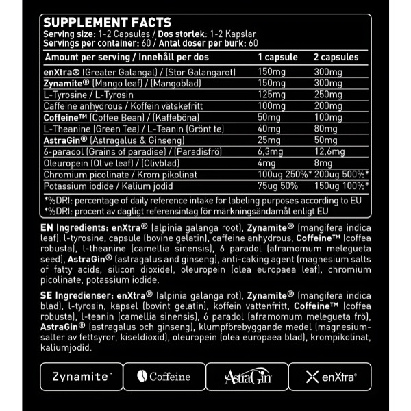Product composition Swedish Supplements I Am Fu*ked Up Spike Edition 60 caps.