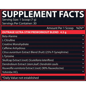 Zusammensetzung Nutrex Outrage 210g