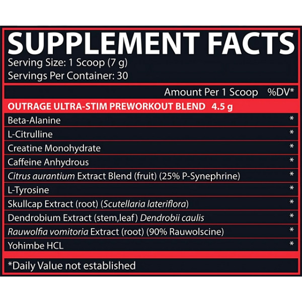 Zusammensetzung Nutrex Outrage 210g