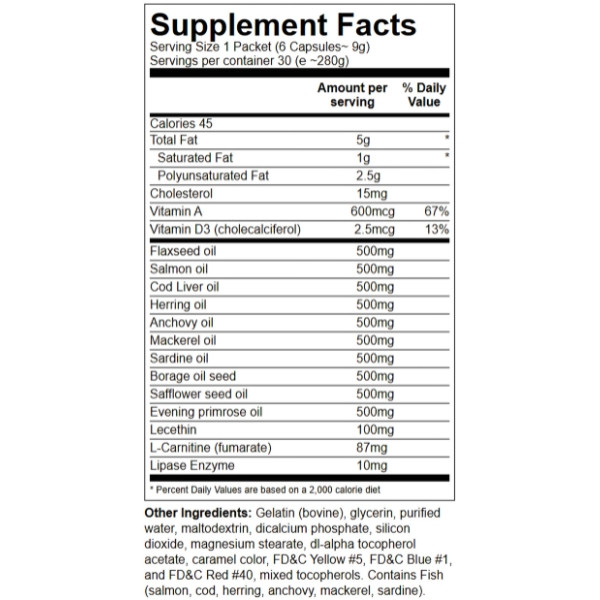 Product composition Universal Animal Omega 30 packs