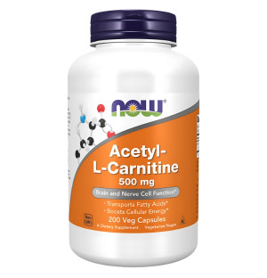 NOW Foods Acetyl-L-Carnitine 500mg 200 caps. Vege