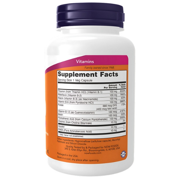Product composition NOW Foods Vitamin B-100 100 caps. Vege