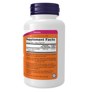 Product composition NOW Foods Niacinamide 500mg 100 kaps. Vege