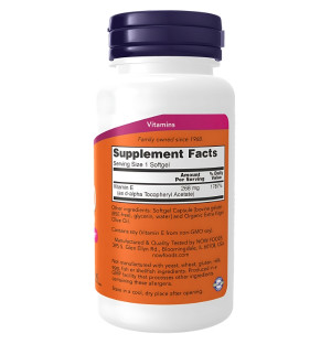 Skład produktu NOW Foods Witamina E-400 D-alfa Tokoferyl 250 kaps. Softgels
