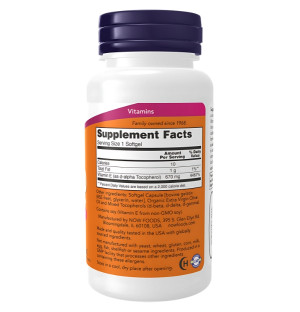 Product composition NOW Foods Vitamin E-1000 Mixed Tocopherols 100 caps. Softgels