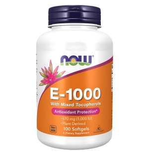 NOW Foods Vitamin E-1000 Mixed Tocopherols 100 caps. Softgels
