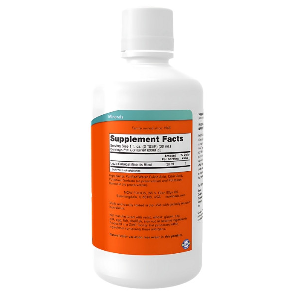 Zusammensetzung NOW Foods Kolloidale Mineralien Flüssig 946ml Original