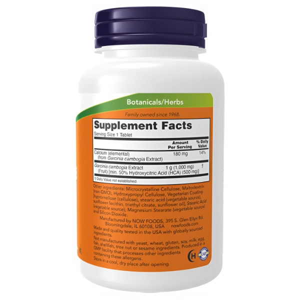 Zusammensetzung NOW Foods Garcinia 1000mg 120 tabl.