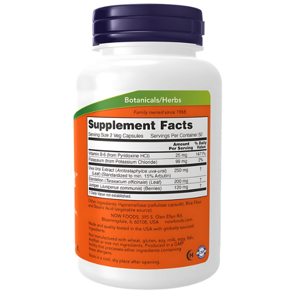 Product composition NOW Foods Water Out 100 caps. Vege
